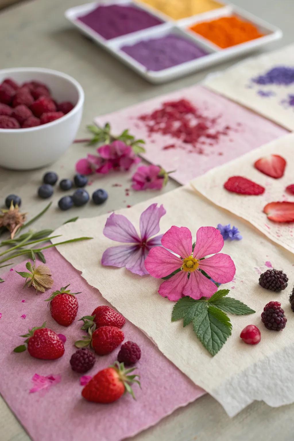 Vibrant natural pigments bringing life to a child's artistic creation.