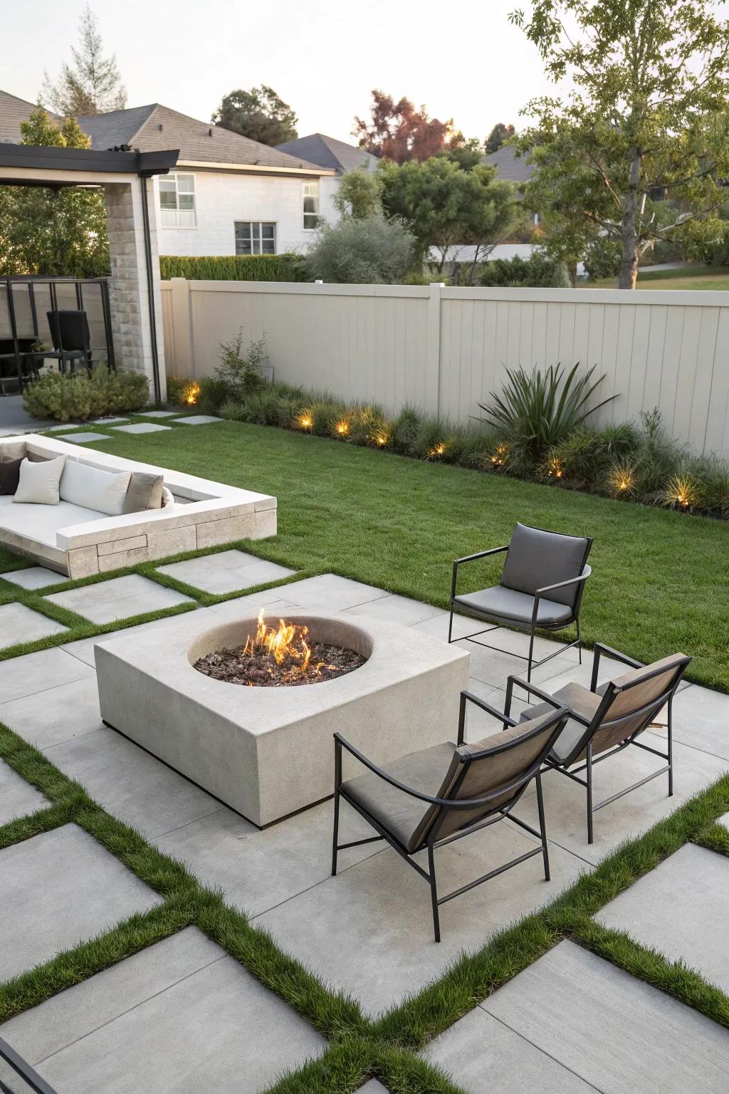 Concrete fire pits add a contemporary flair to outdoor spaces.