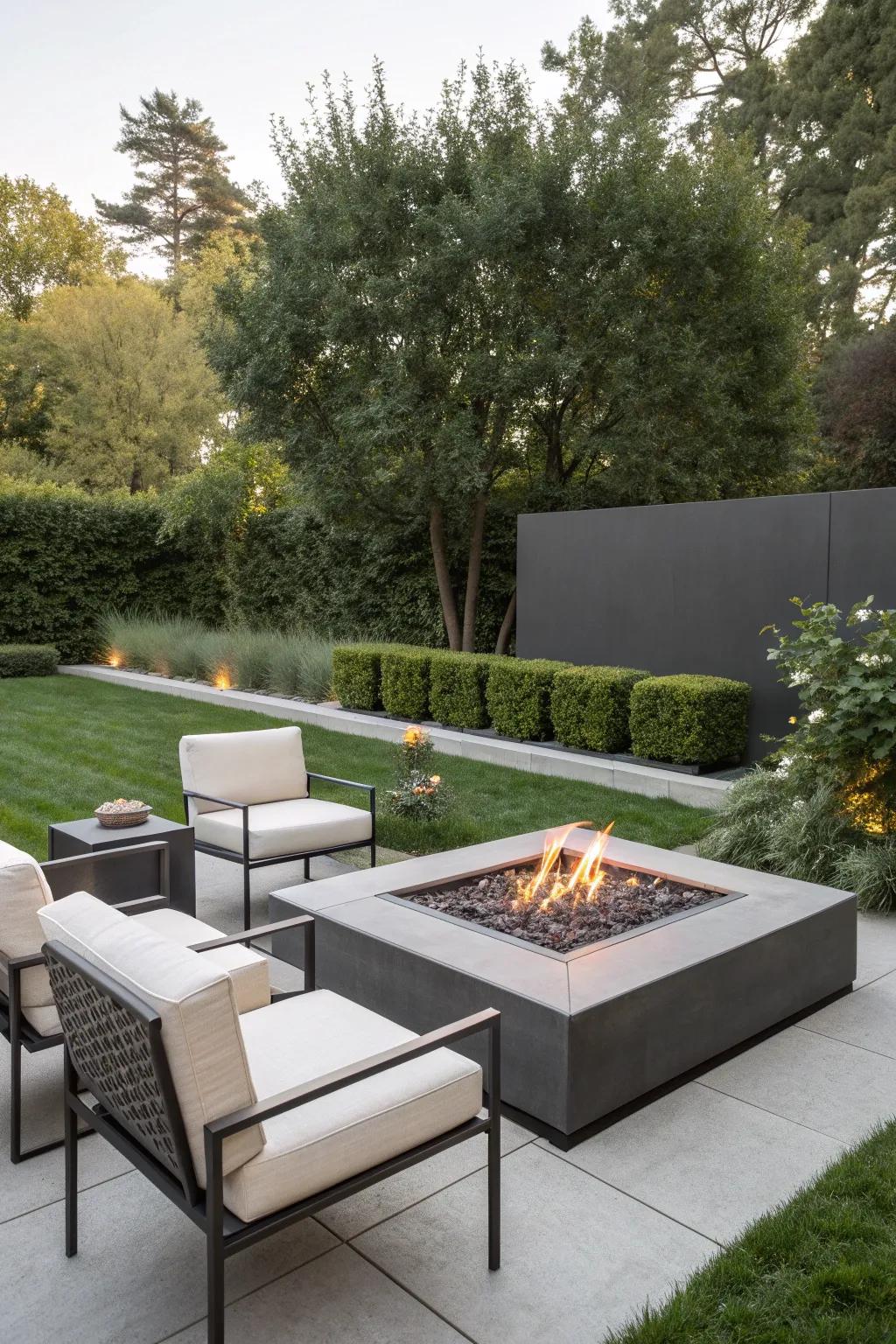 Geometric fire pits offer clean lines and modern appeal.