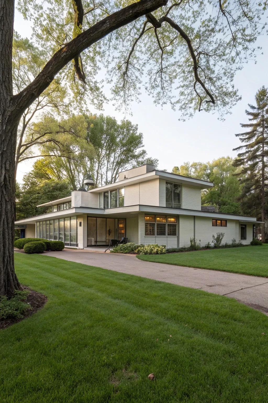 A house with a classic flat roof and clean architectural lines.