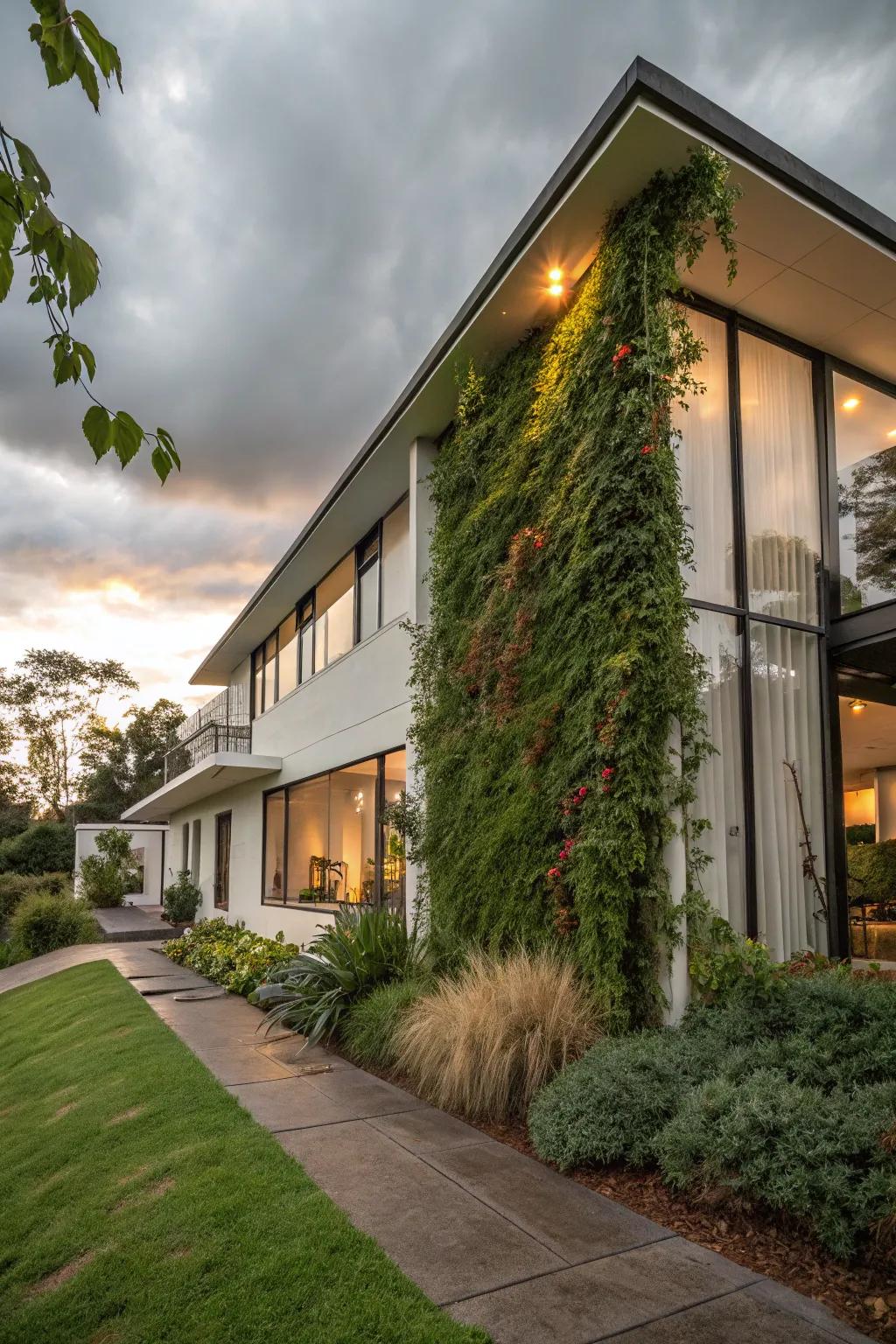 Vertical gardens add greenery and life to walls.