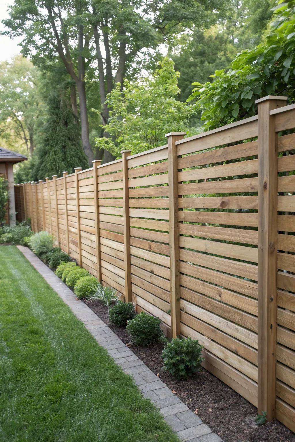 Use closely spaced slats to achieve privacy and flair.