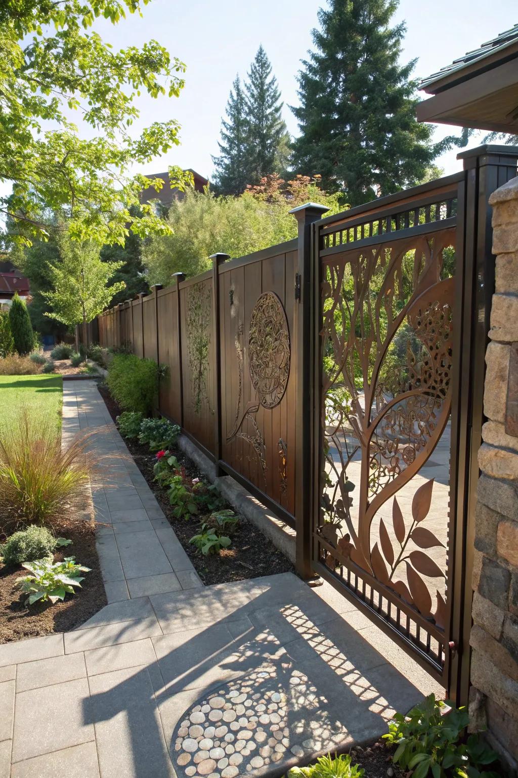 Add personality with unique artistic fence panels.