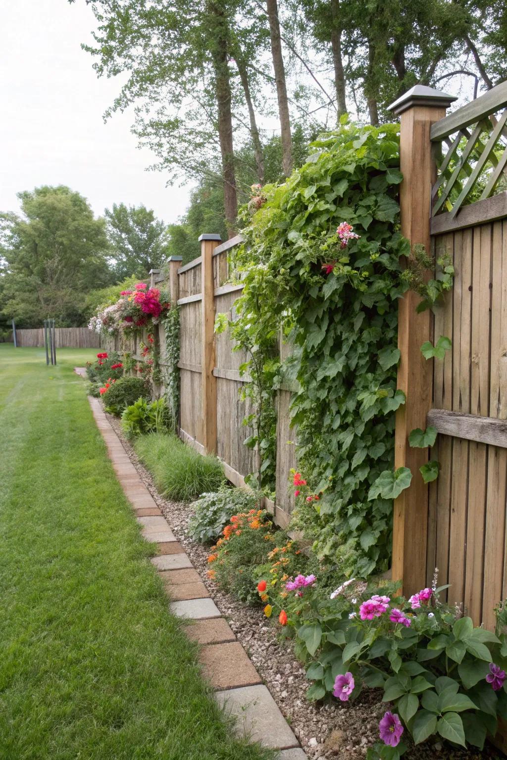 Merge your fence design with lush garden elements.