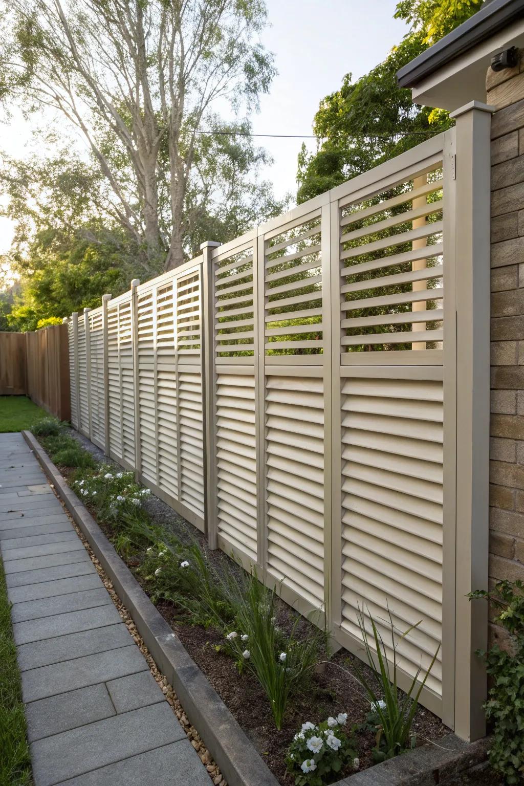 Louvered panels provide privacy and breeze.