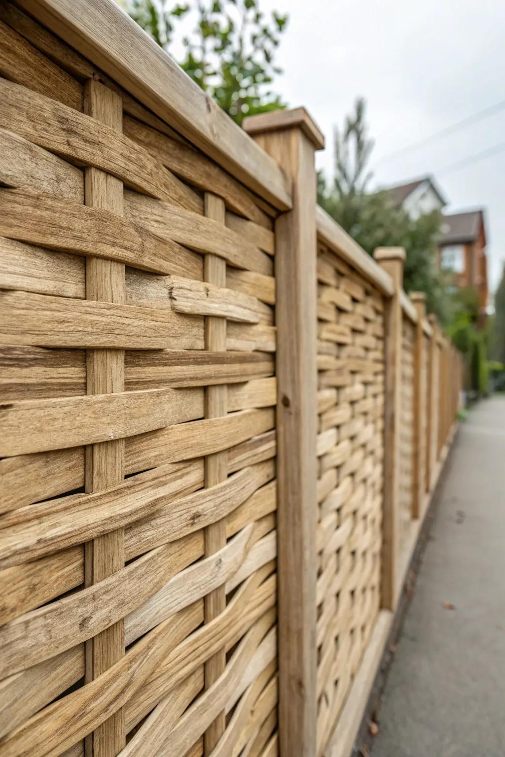 Introduce texture and character with woven wood fences.