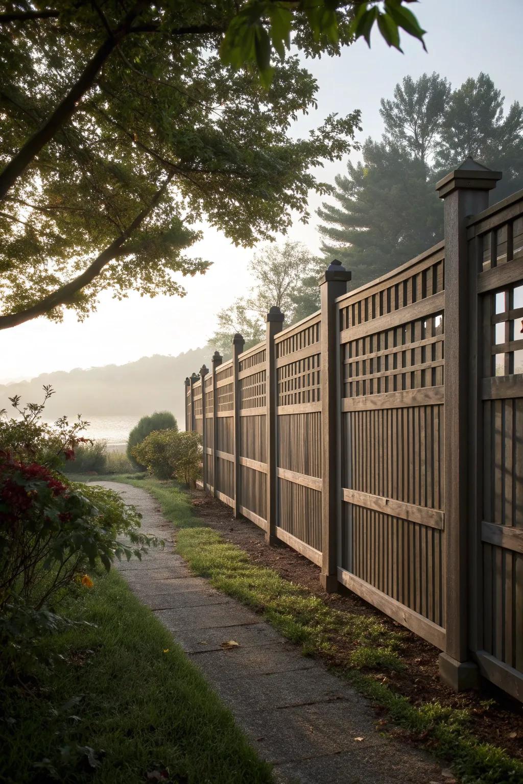 Shadow box fences offer partial privacy with style.