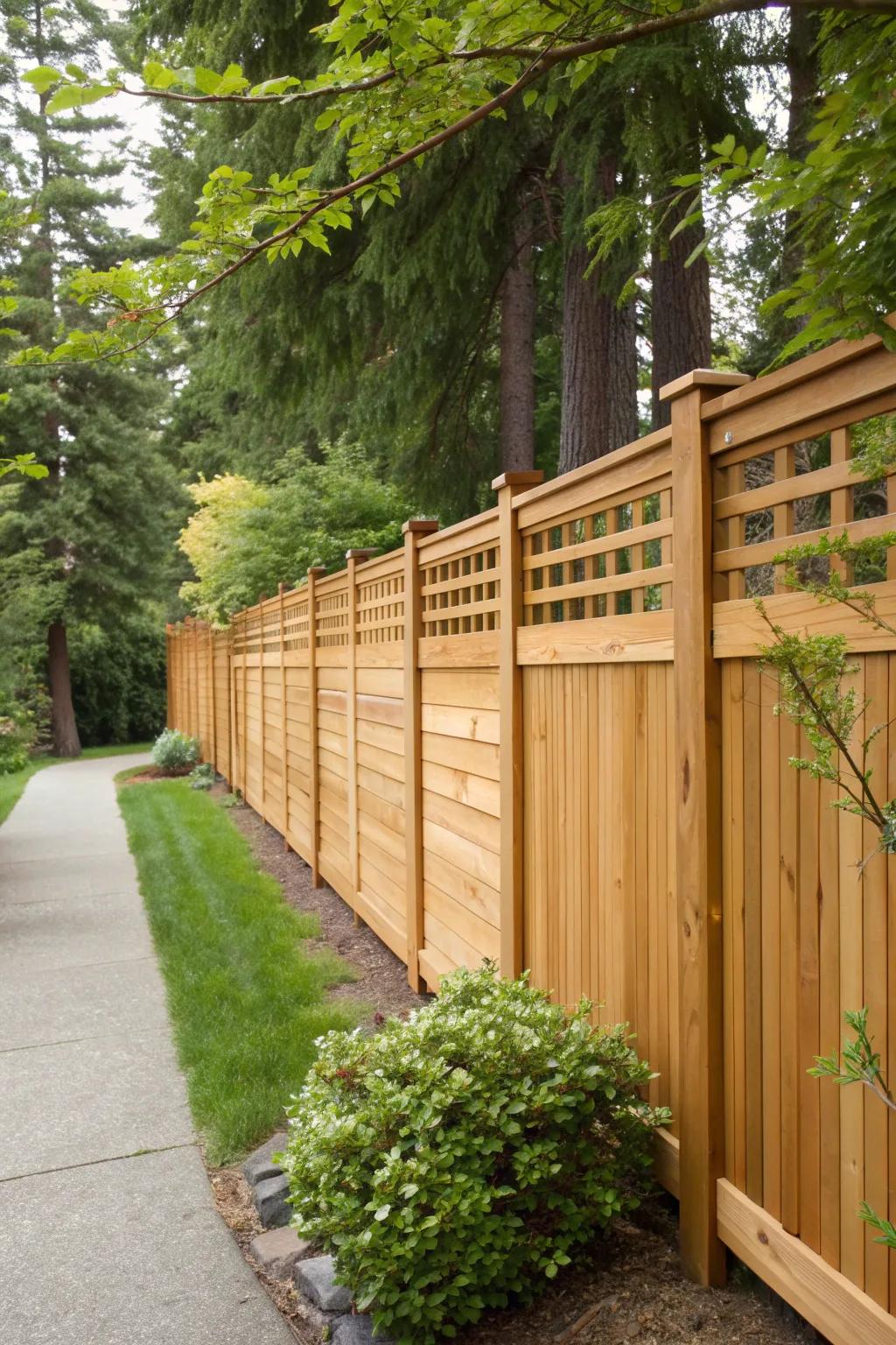 Natural cedar offers elegance and durability.