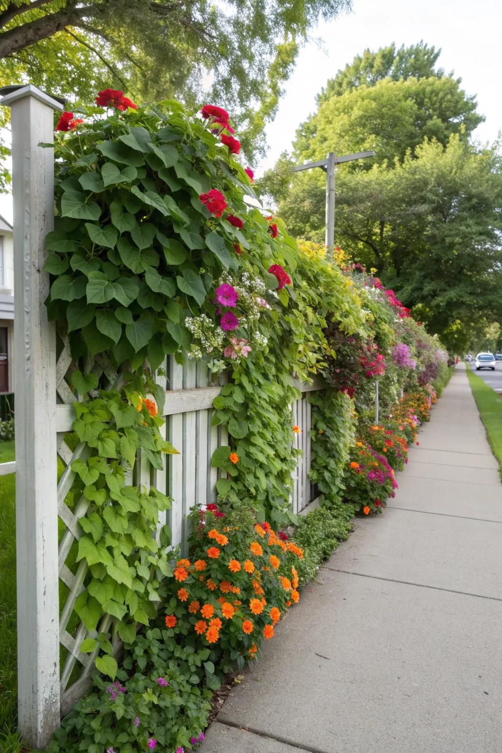 Enhance your fence by growing plants vertically.