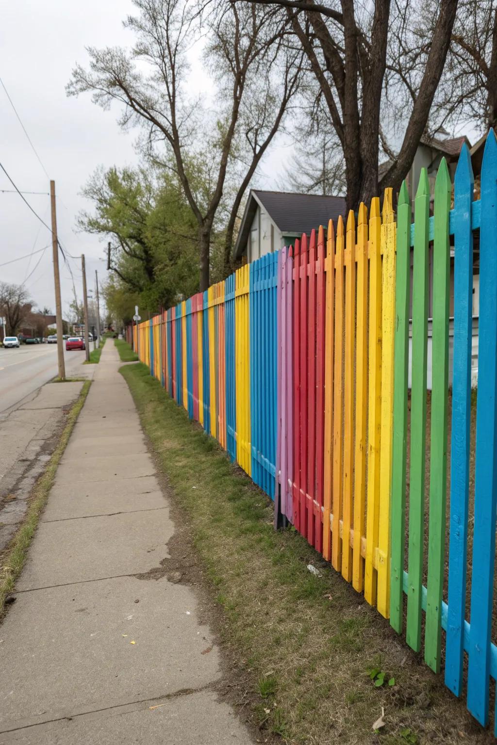 Paint your fence with bold colors for personality.