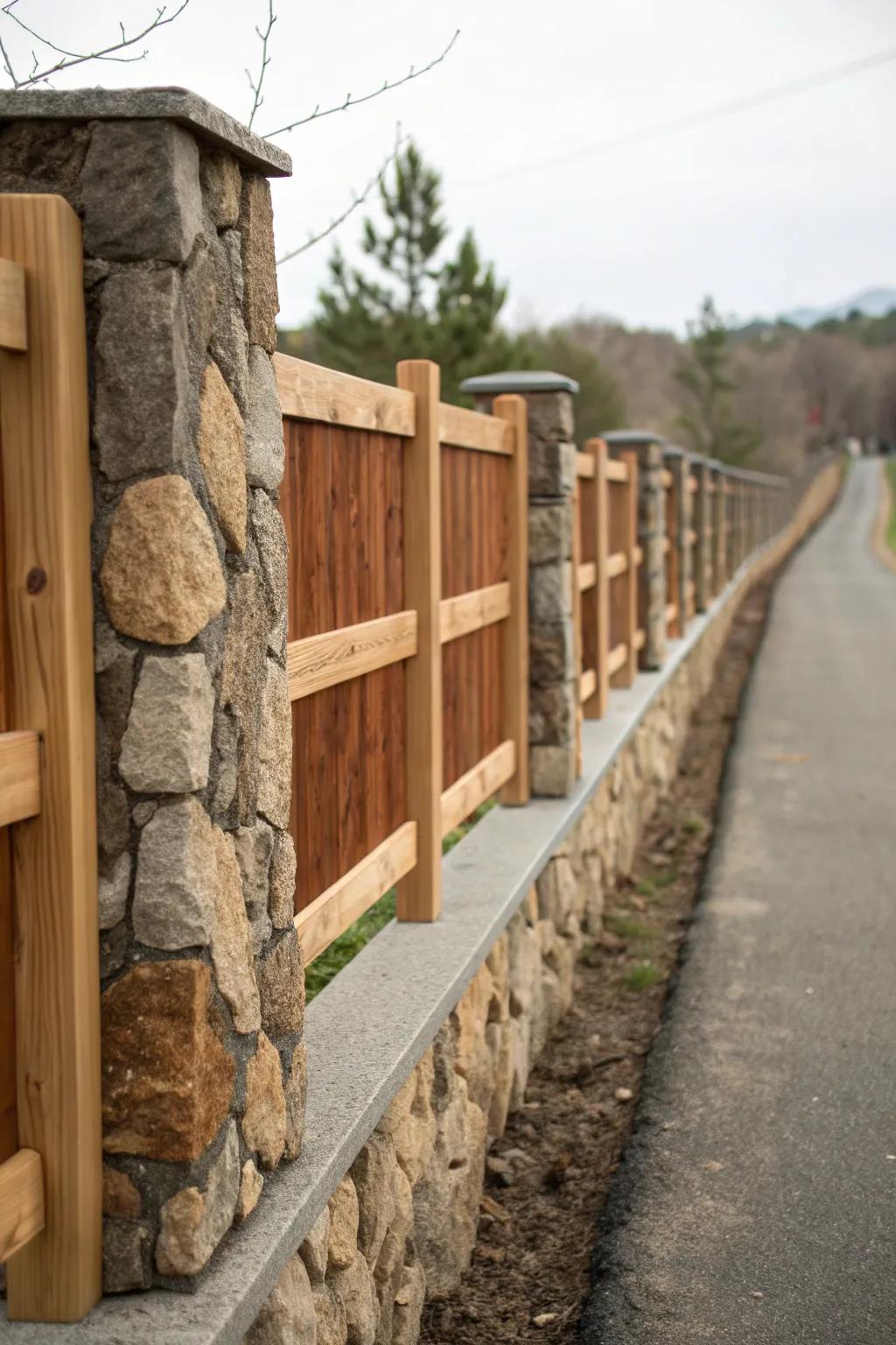 Combine stone and wood for visual interest.