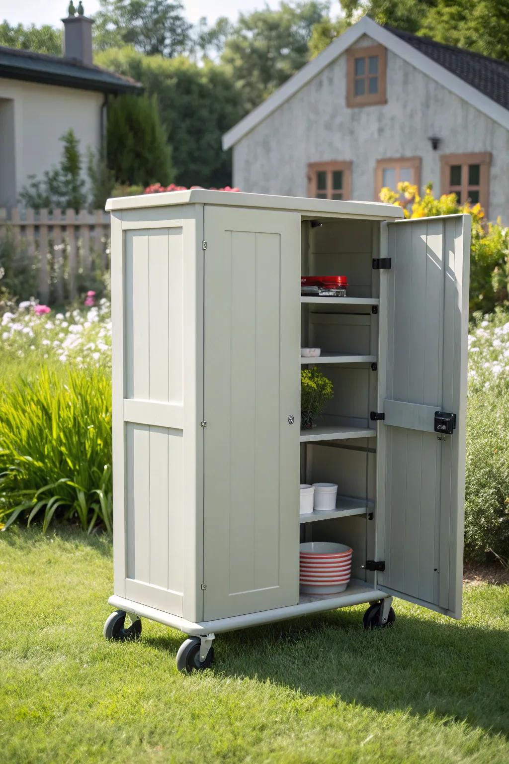 Mobile storage solutions offer flexibility and convenience for any outdoor space.