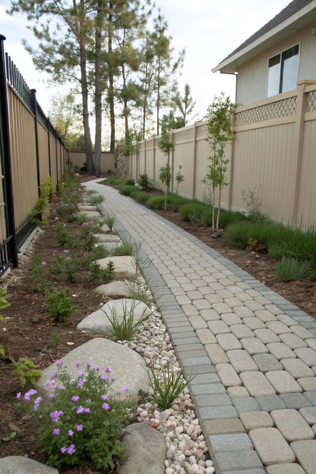 Permeable paving offers eco-friendly water management.