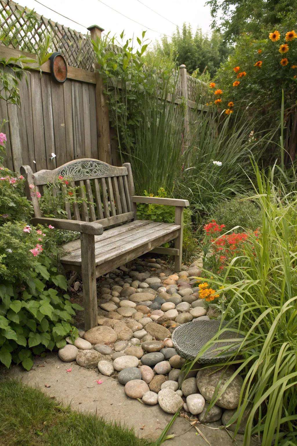 Add rustic charm with a beautifully crafted bench.