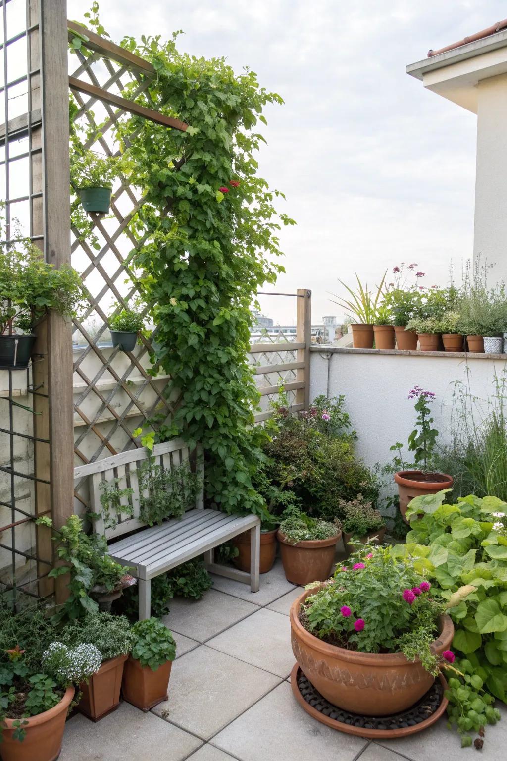 Create a lush corner oasis with a vertical garden.