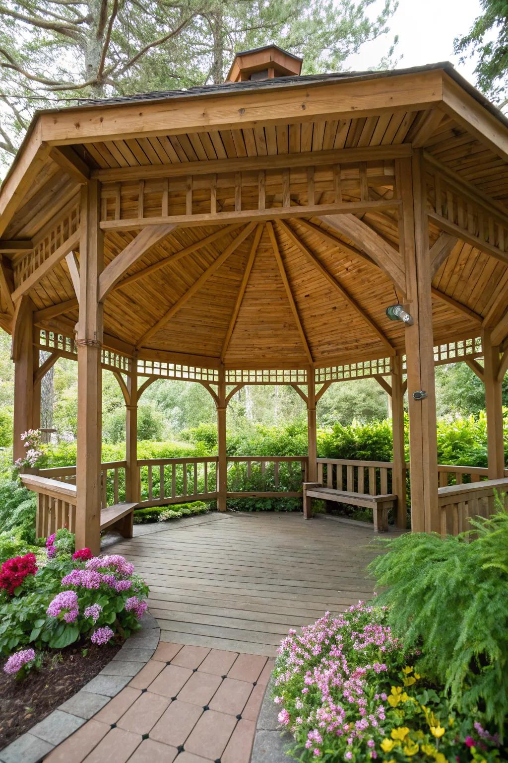 A natural wood finish offers timeless appeal.