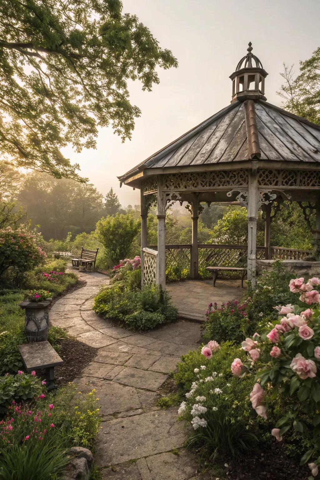 A rustic tin roof adds vintage charm and character.