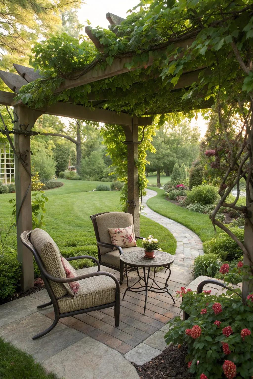 A secluded seating area perfect for relaxation.