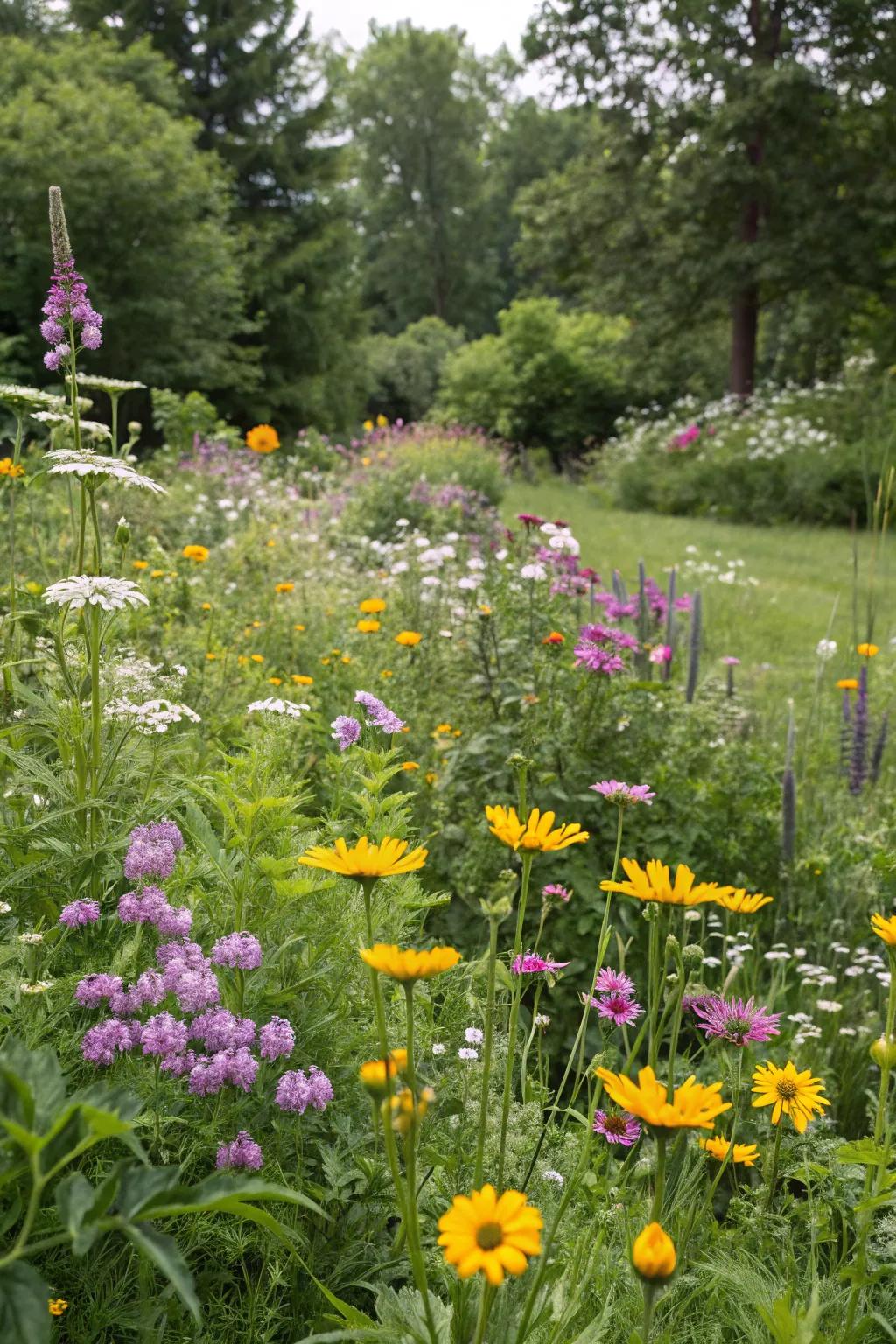 A vibrant wildflower meadow that attracts pollinators.