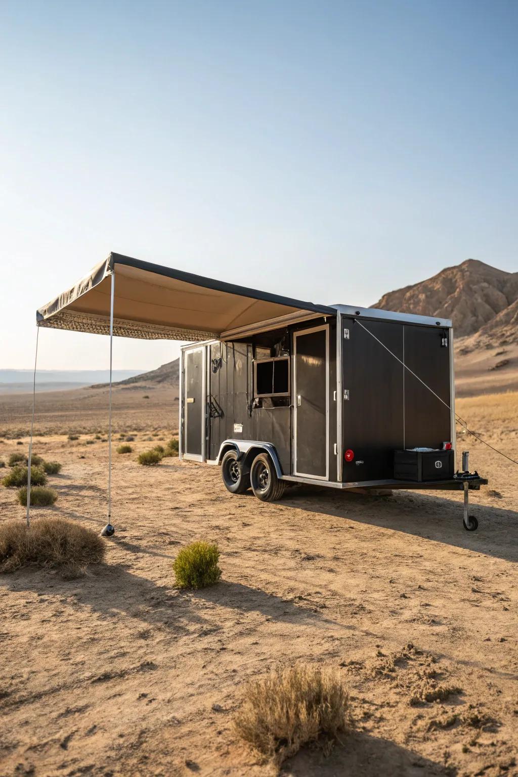 Expand your trailer's outdoor appeal with a batwing awning.