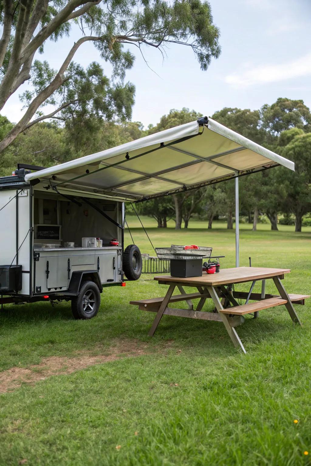 Set up shelter swiftly with foldable canopy awnings.