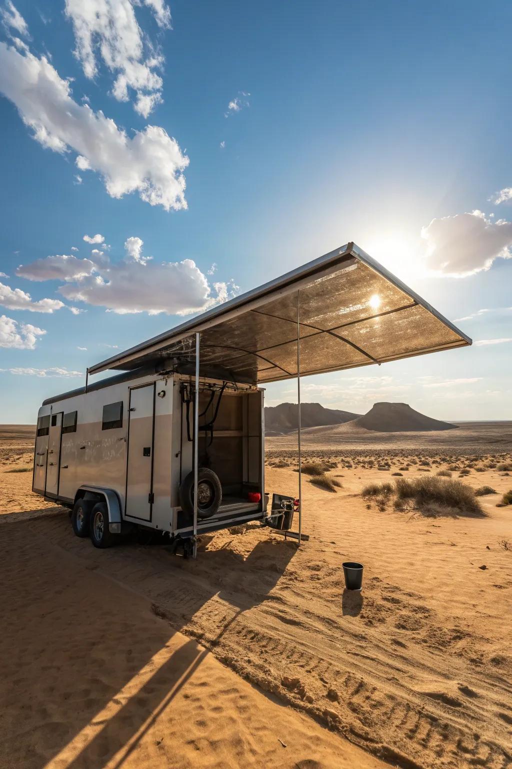 Cool down with sun-reflective awnings that reduce heat accumulation.