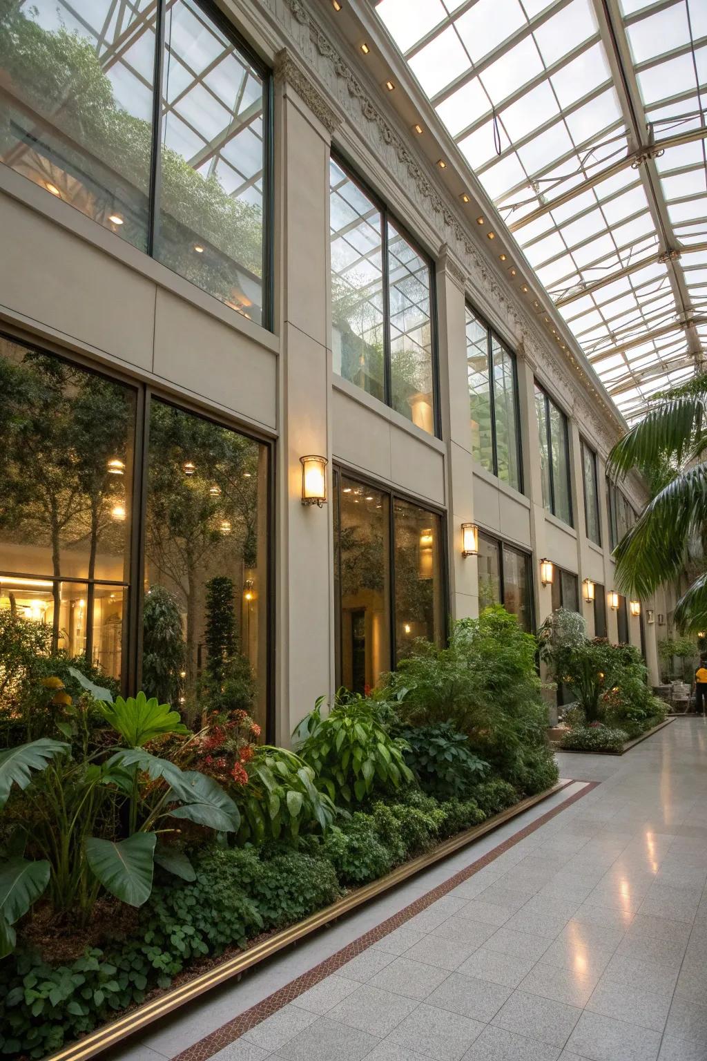 Mirrors can double the visual space and light in your atrium.