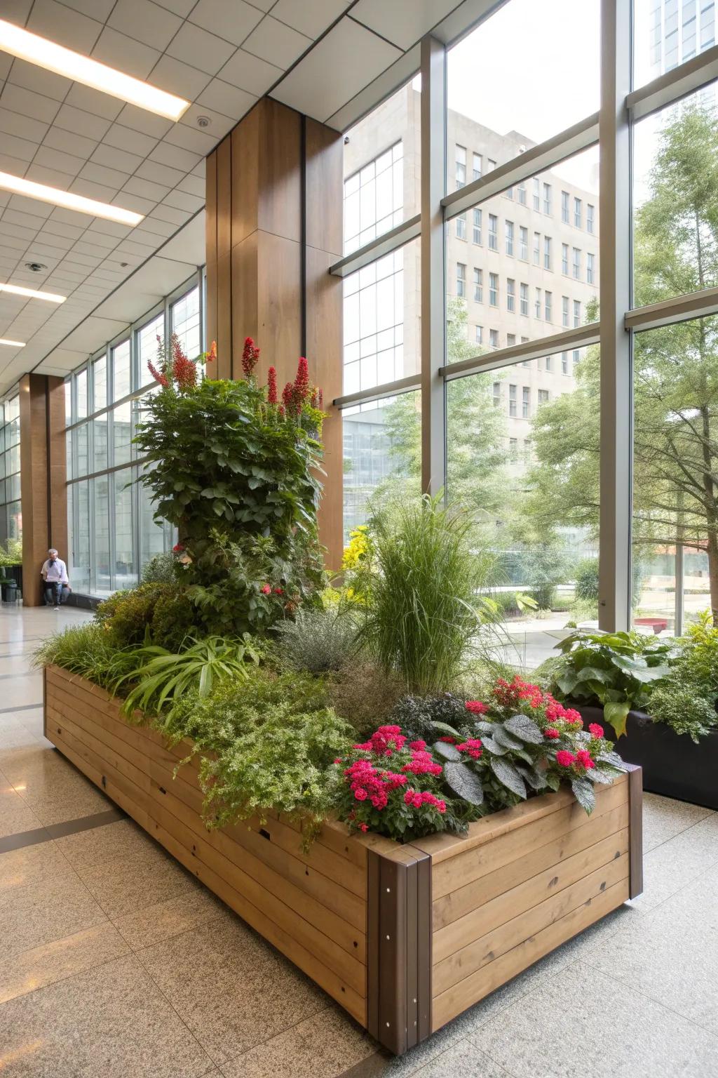 A DIY planter box is an easy way to add greenery to your atrium.