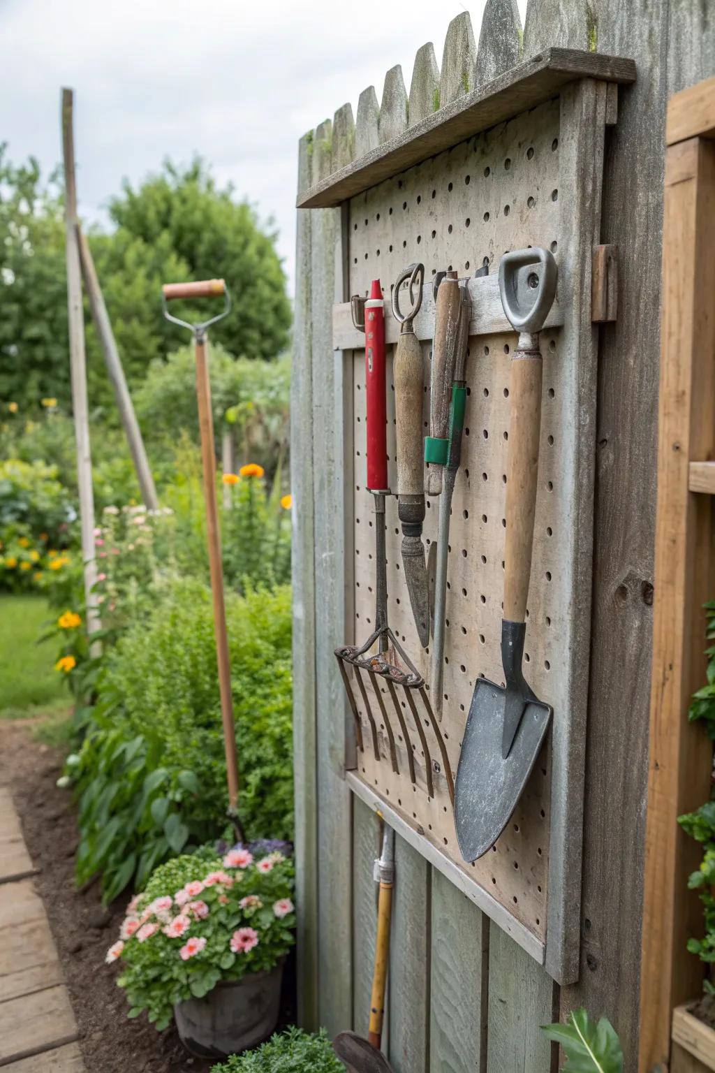 Pegboards offer adaptable and visible storage options.
