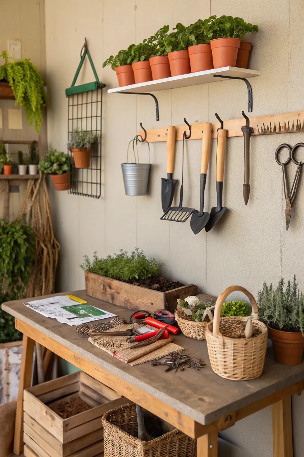 Central gardening station for all your planting needs.