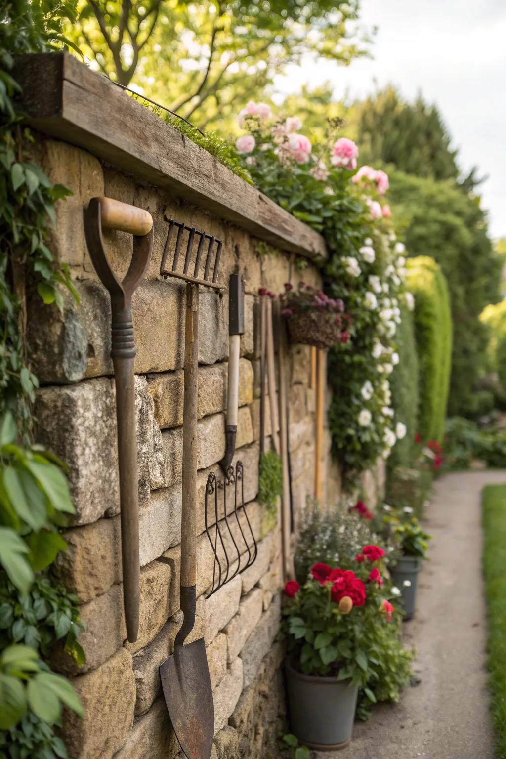 Display tools as vintage-inspired garden décor.