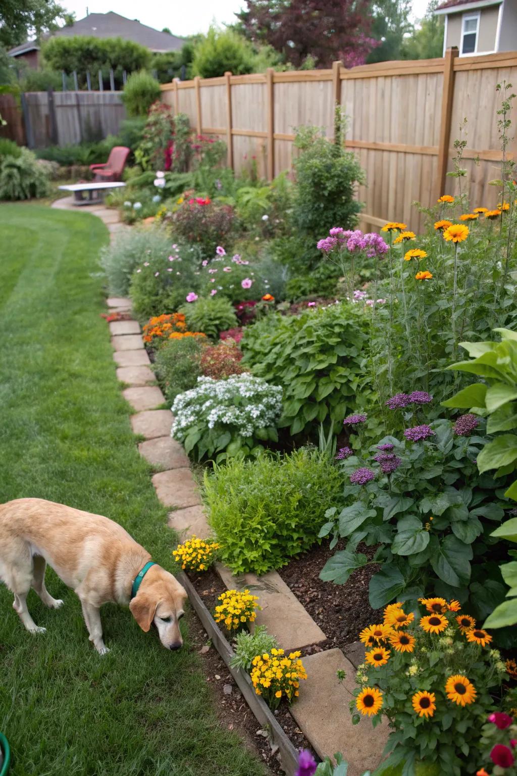Use natural, non-toxic plants to create a dog-friendly garden.