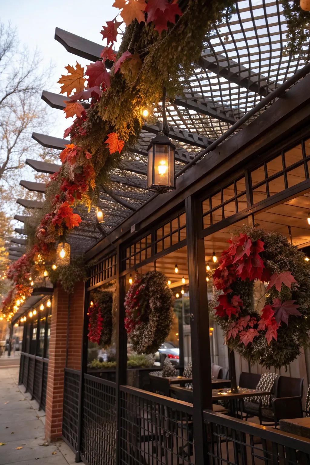 Seasonal decor keeps a pergola dynamic and inviting.