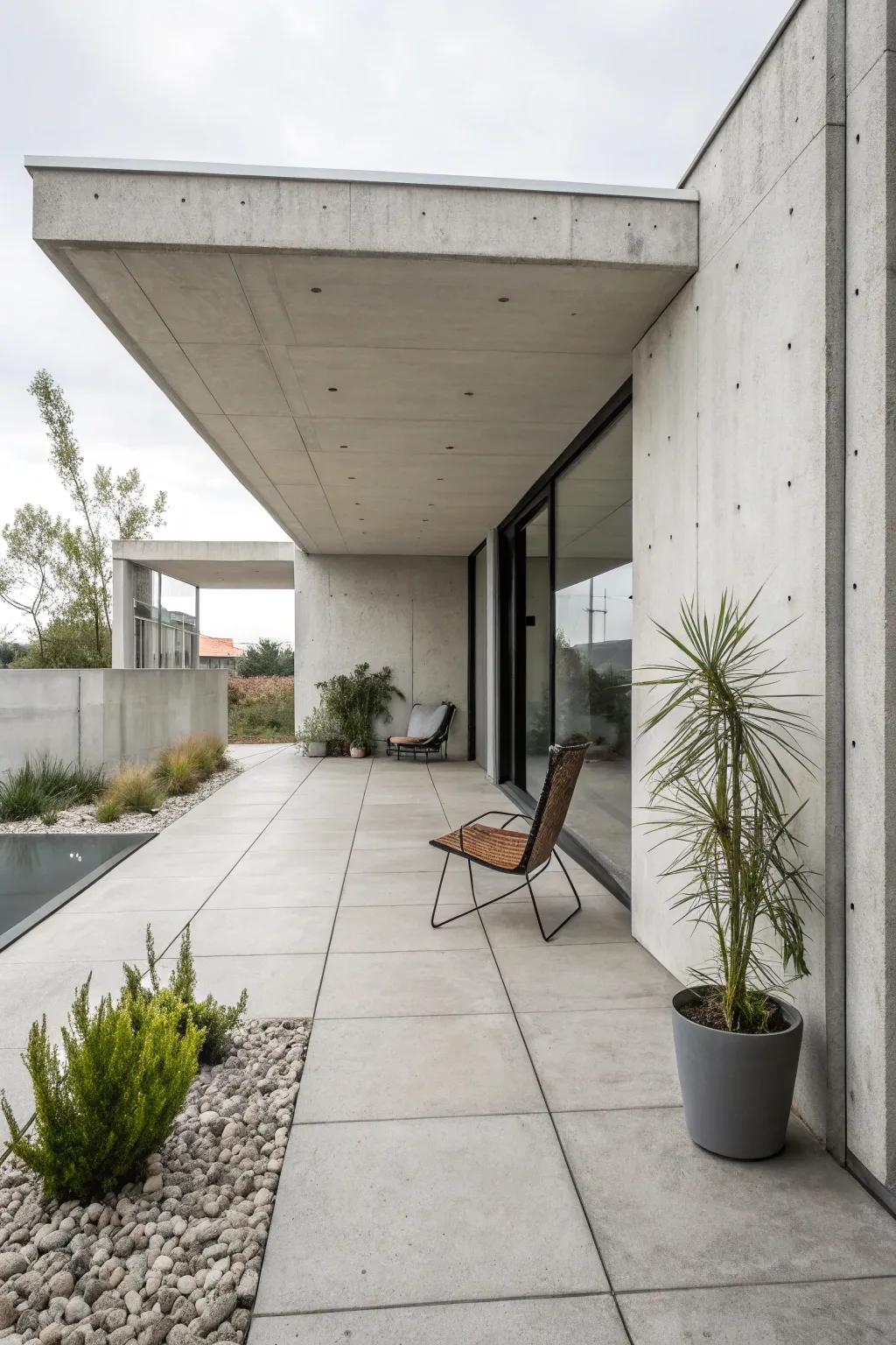 A modern minimalist patio with a clean aesthetic.