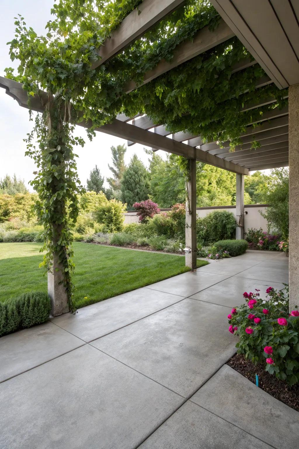 A stylish pergola providing shade and charm.