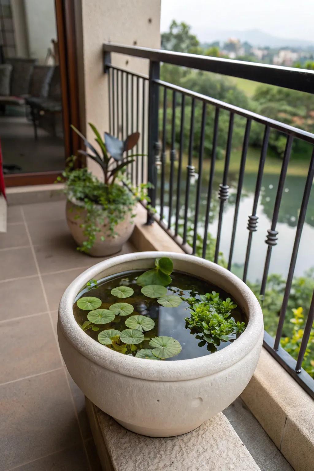 A simple yet elegant pot pond for small spaces.