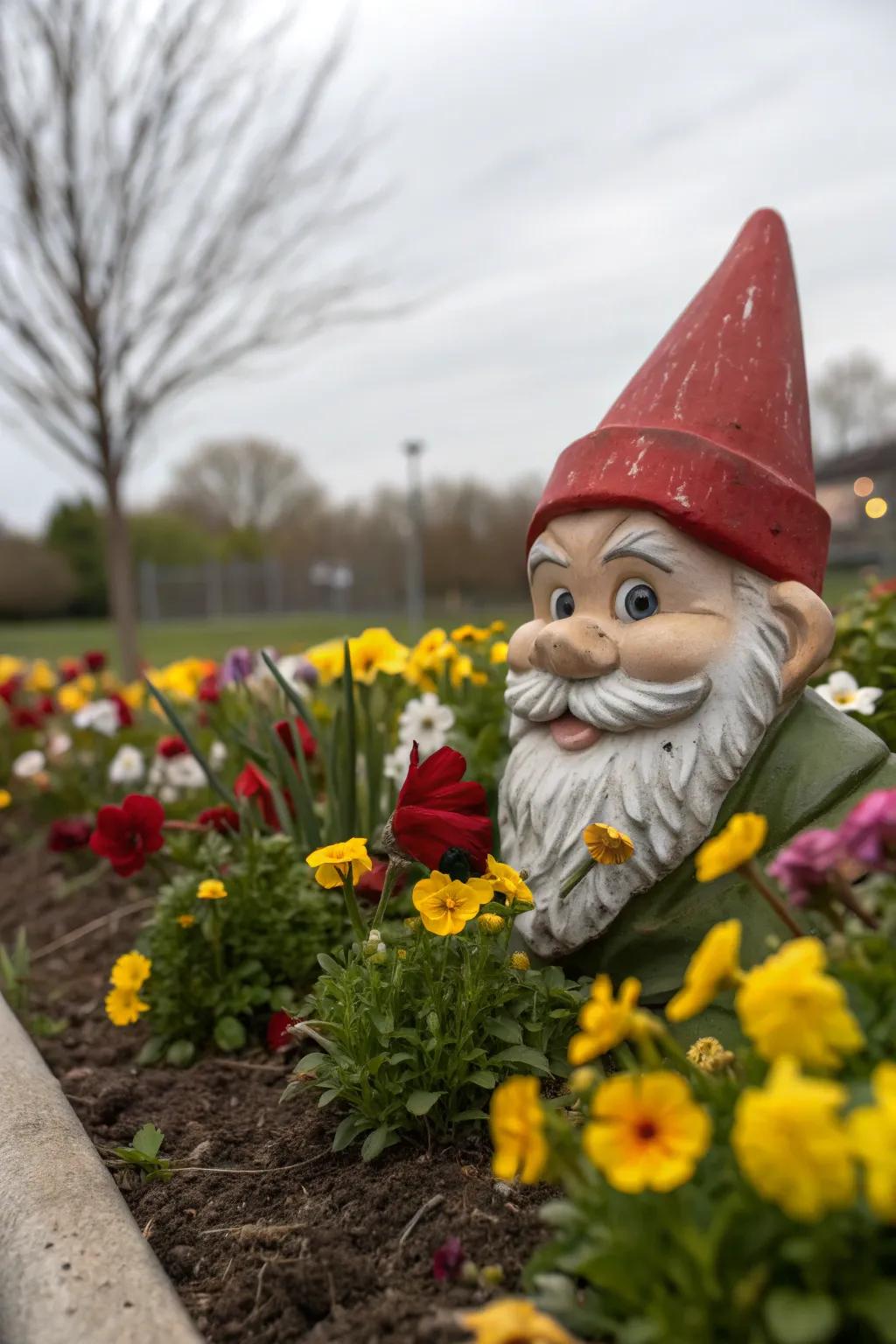 Garden gnomes add whimsy and character.