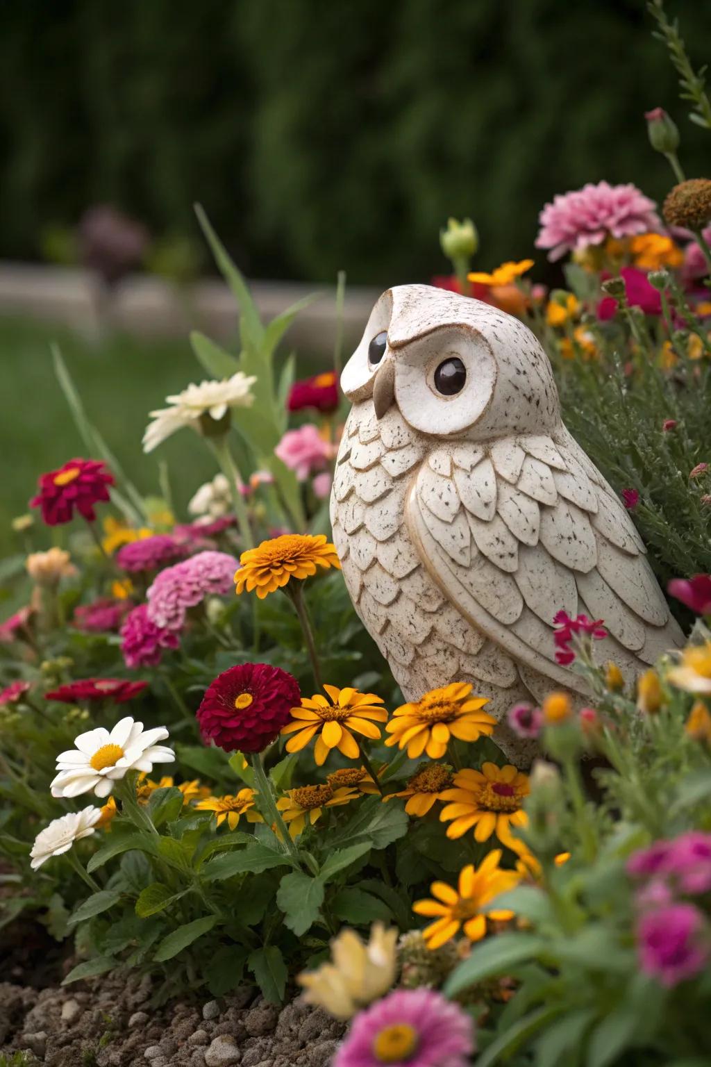 Animal figures add charm and whimsy to gardens.