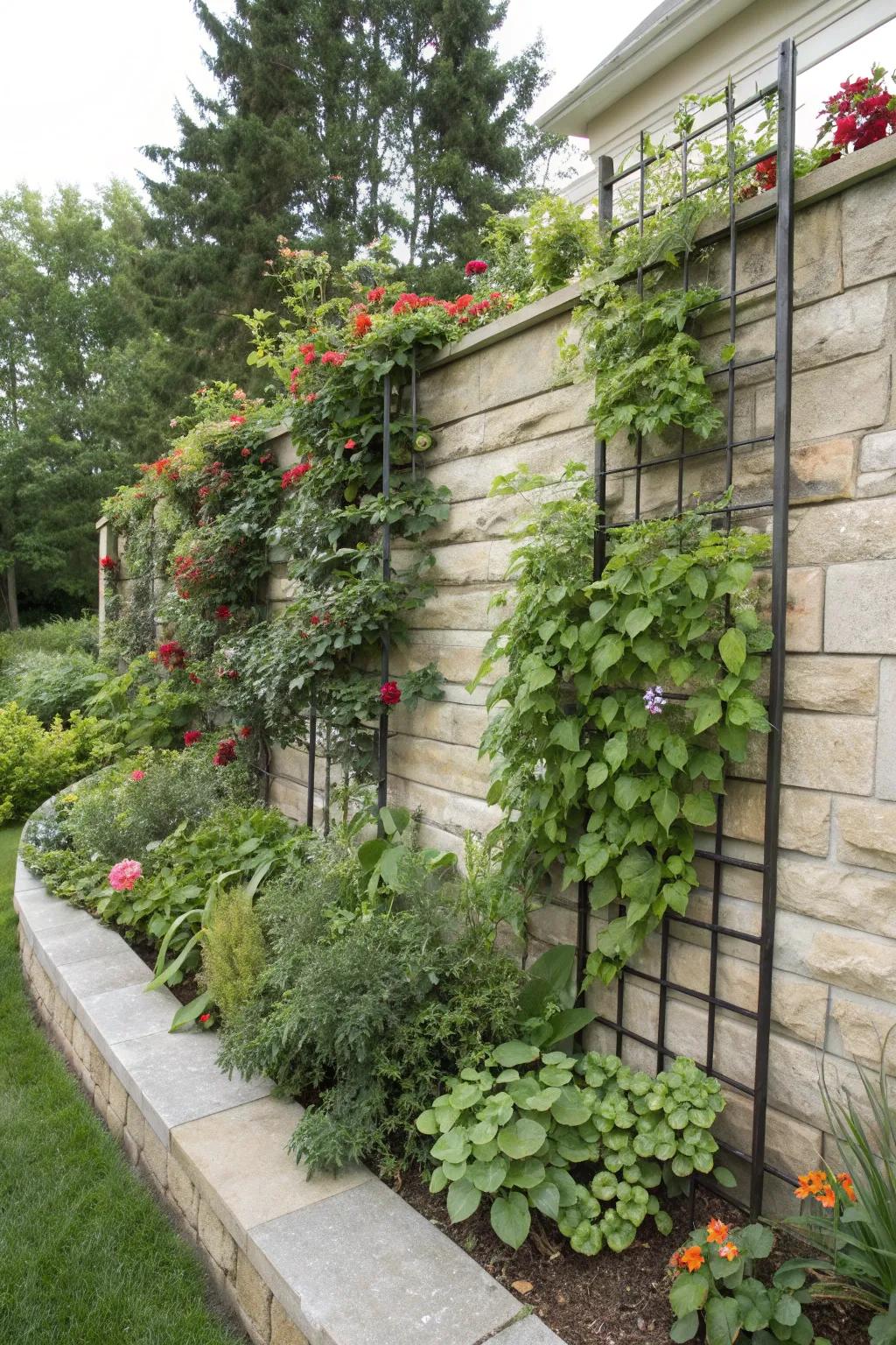 Vertical gardens maximize space and add greenery.