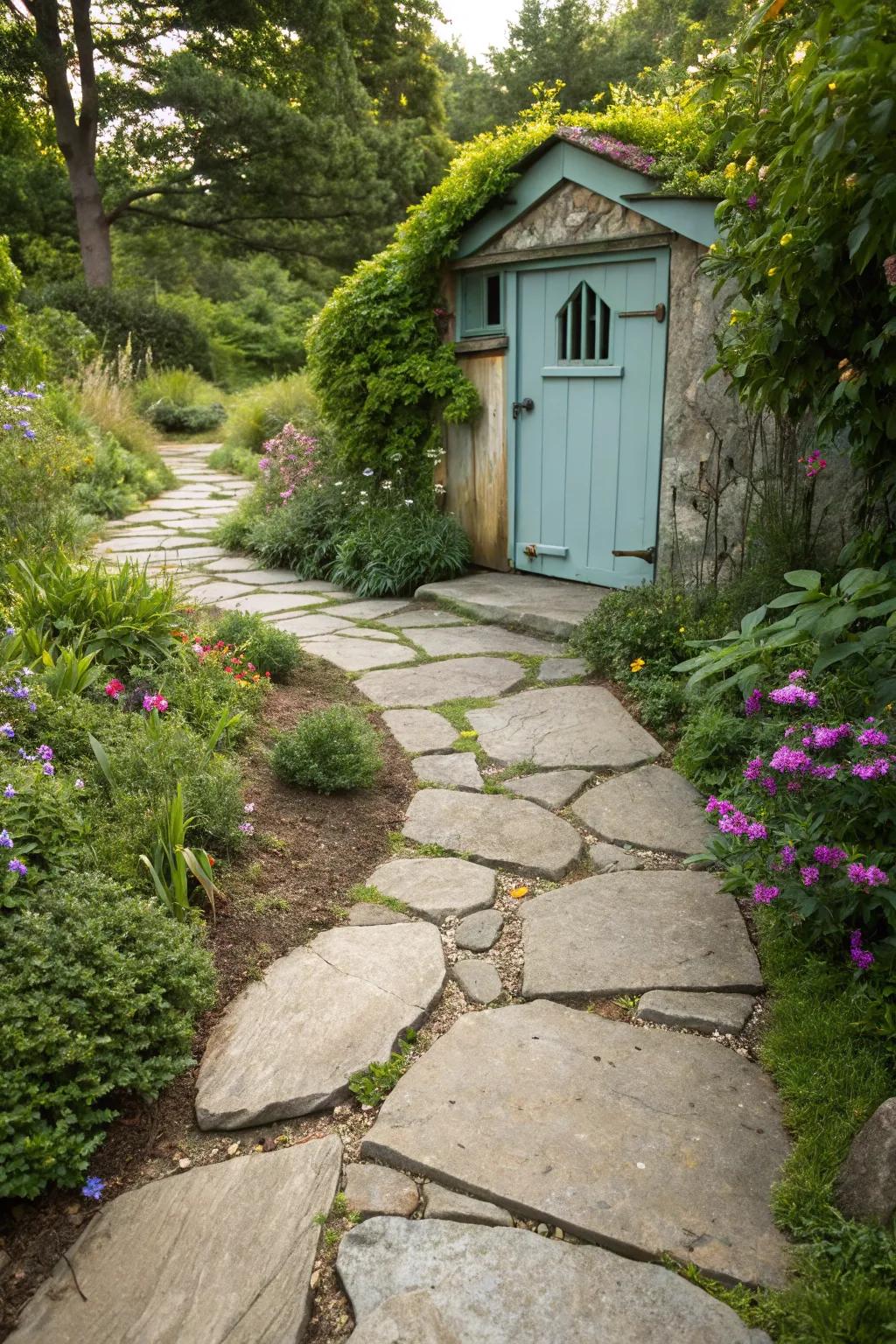Natural stone pathway providing a tranquil entryway.