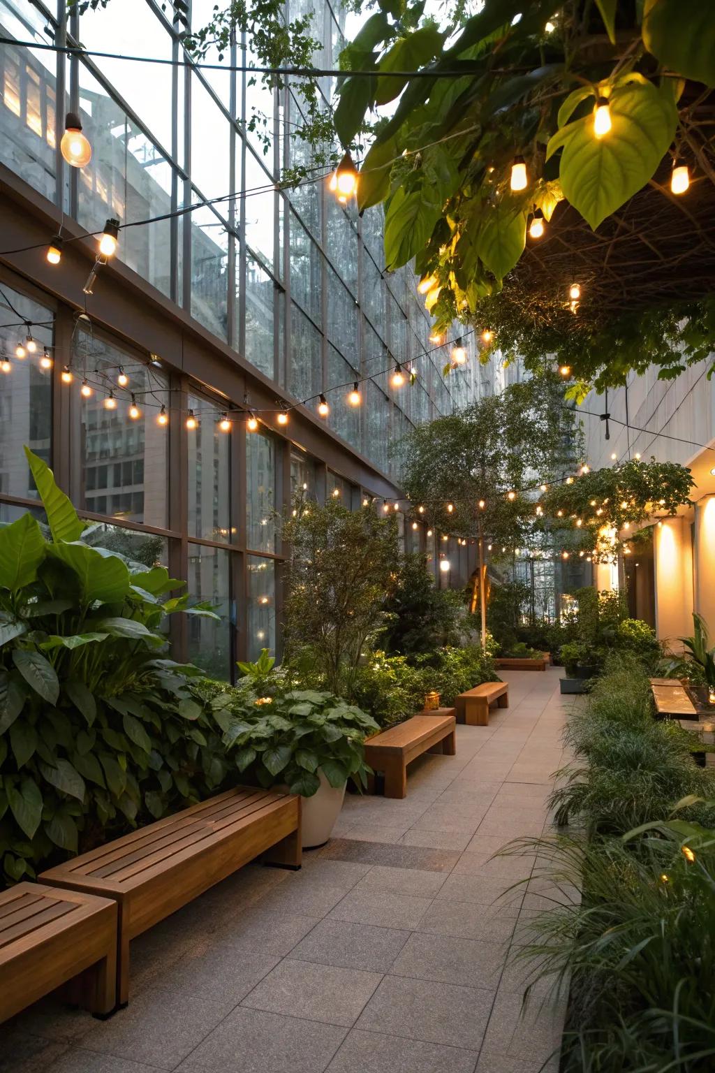 Creative lighting adds magic to your atrium.