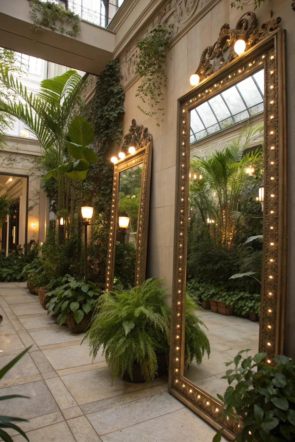 Mirrors enhance the sense of space in your atrium.
