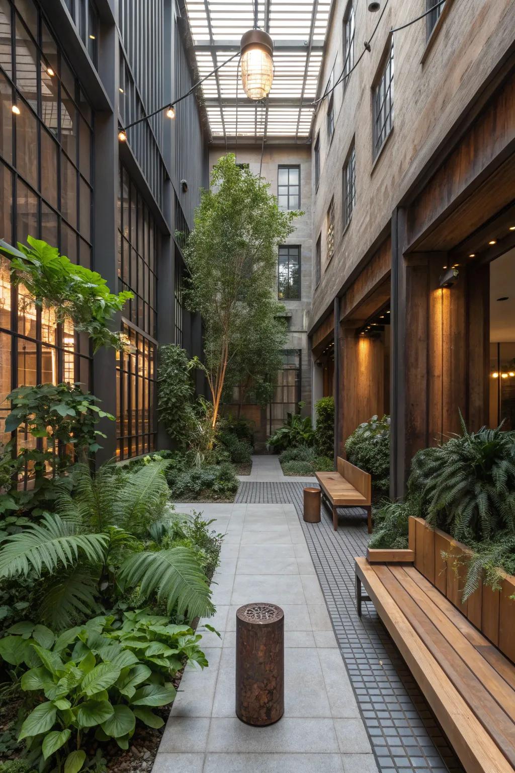Mixing textures adds visual interest to your atrium.