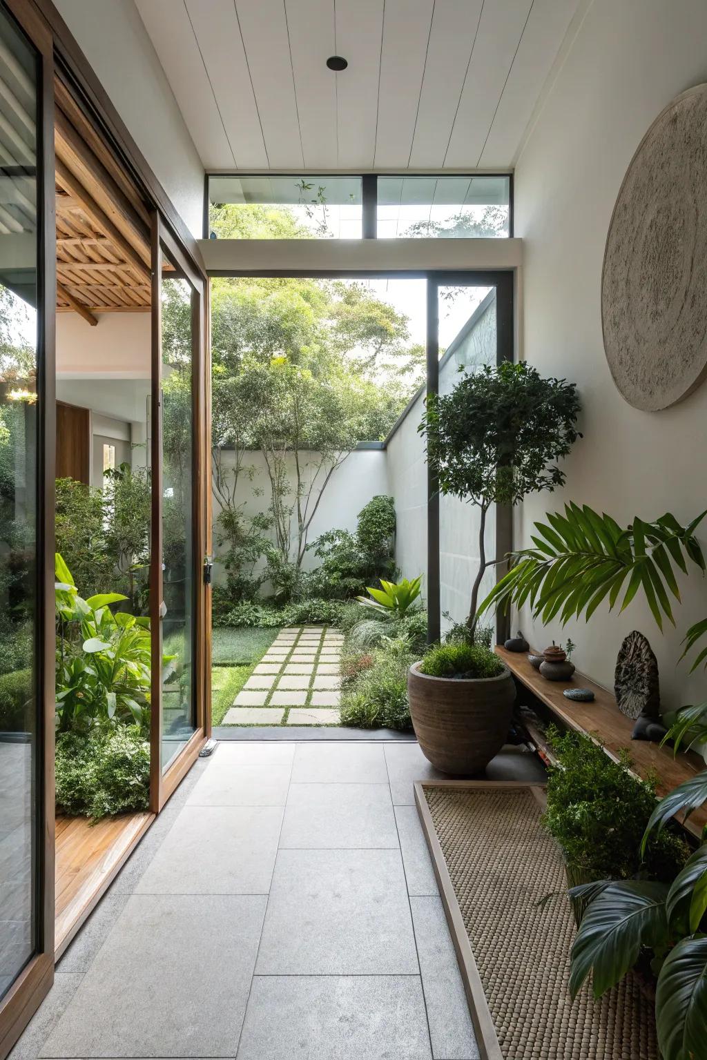 Seamless indoor-outdoor living with an integrated atrium.
