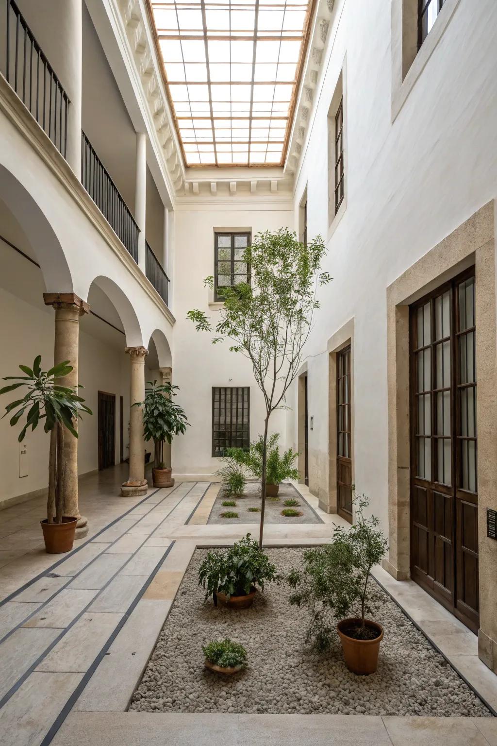 Minimalist design enhances serenity in your atrium.