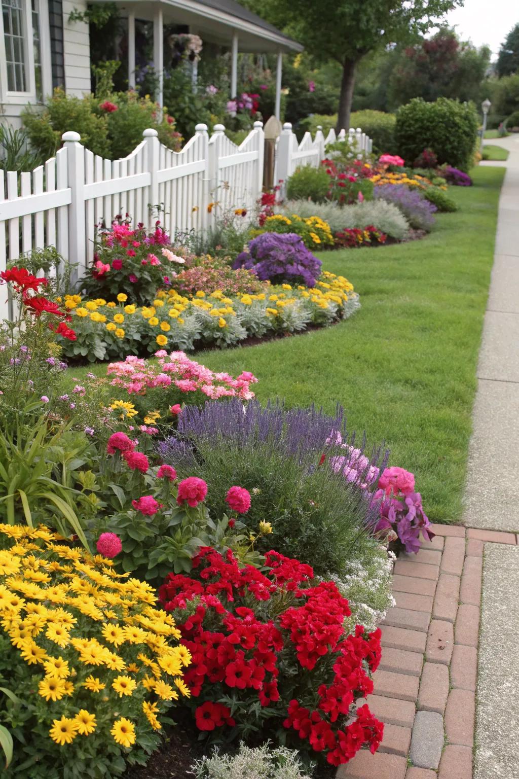 Vibrant flower beds bring life and color to your front yard.