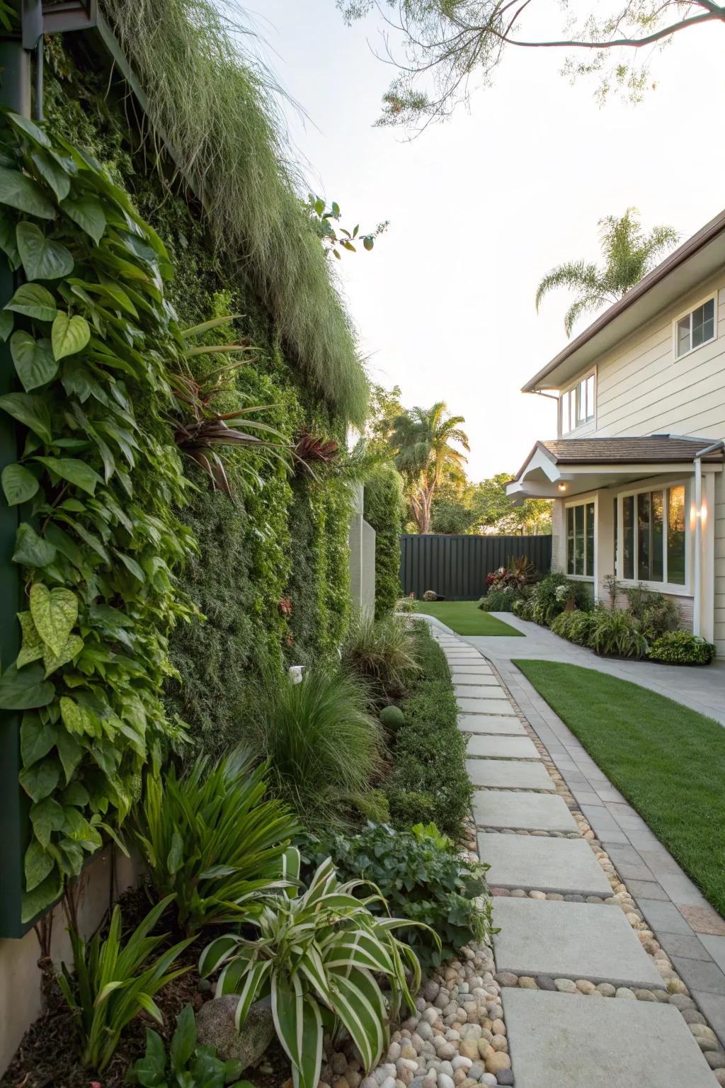 Vertical gardens maximize space and add lushness.