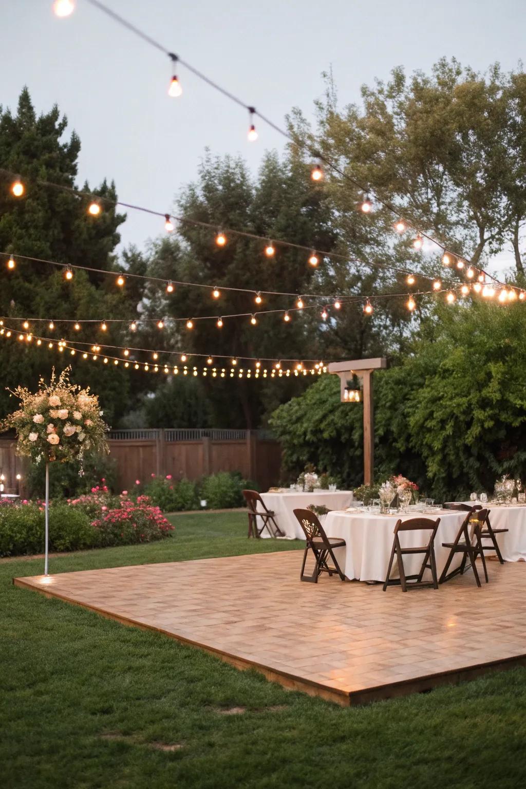 Transform your backyard with enchanting string lights.