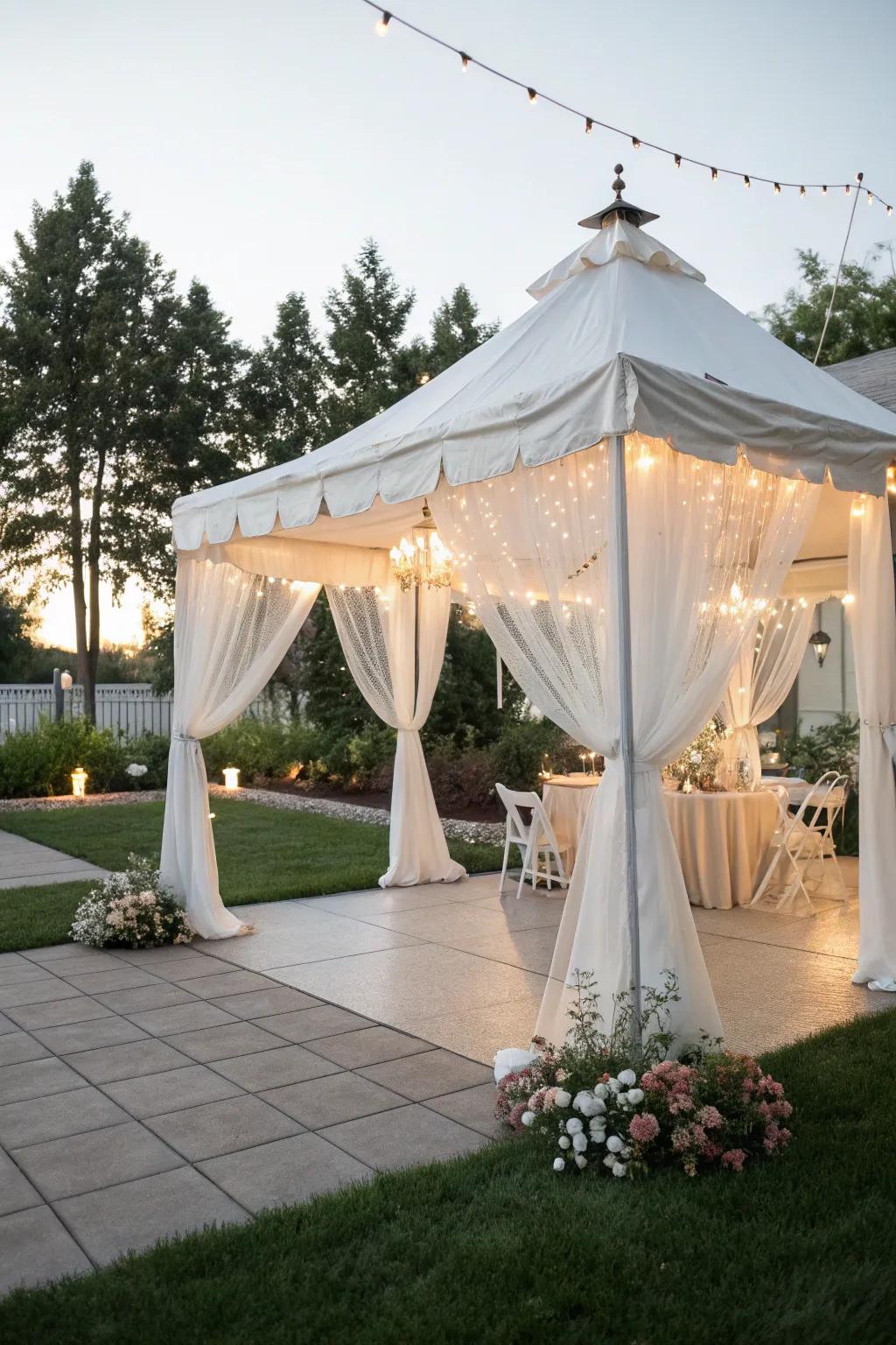 A canopy tent offers shade and style.