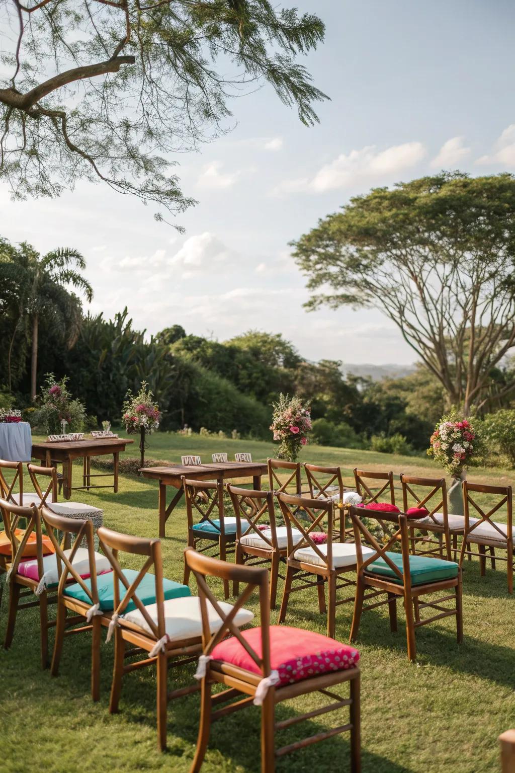 Eclectic seating adds personality to your wedding.